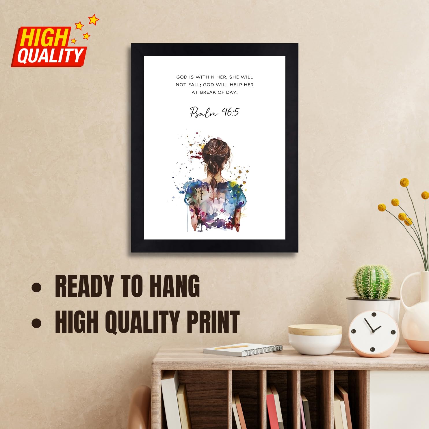 Interio Crafts Psalm 46:5 Christian Picture Print Christian Gift Quotes Poster For Women Girl Bedroom Decor Home Decor Bible Ver